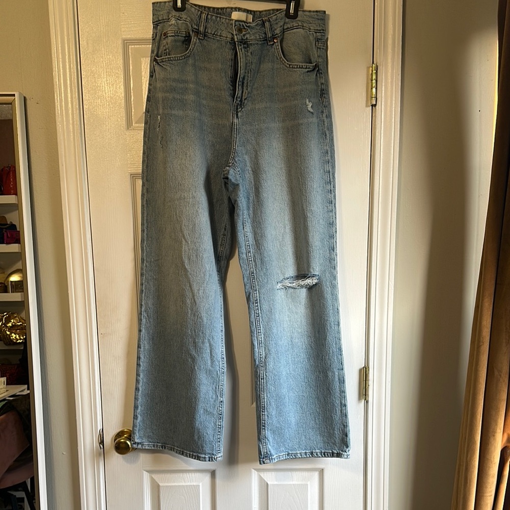 H&M Blue Flare Wide Leg Jeans